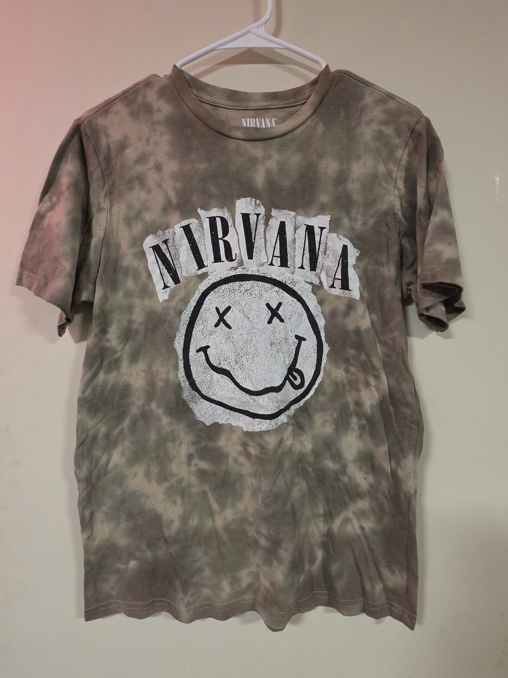 NIRVANA Brown Tie-Dye Smiley Face Logo Tee